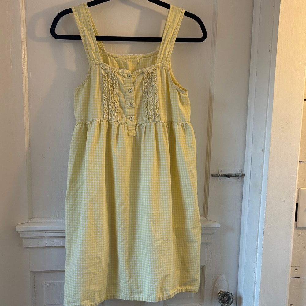 Yellow Gingham Sleeveless Nightdress with Lace Trim